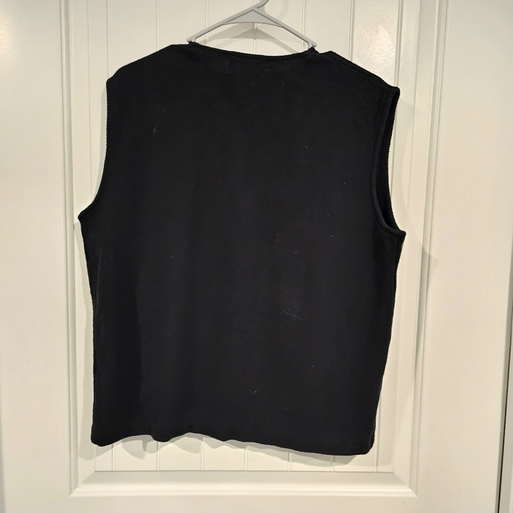 Vintage Woolrich Winter Snowman Applique zip front Vest Black Vest sz XL - Picture 2 of 12